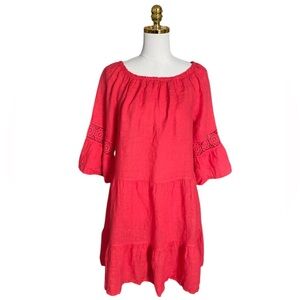 Terzo Millennio Italy Women’s Tiered A-Line 100% Linen Lagenlook Dress Size L